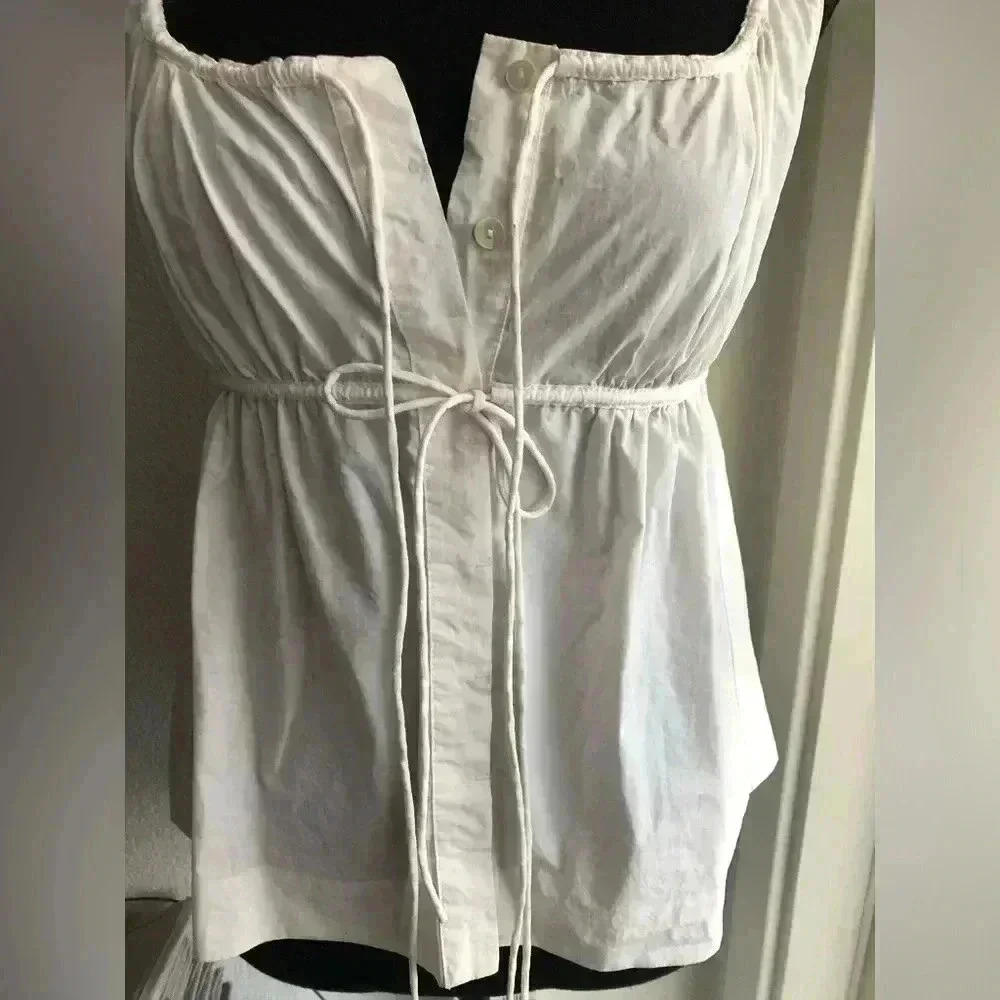 Rebecca Taylor Tie-Front Button-Down Baby Doll Tank Top - Picture 6 of 15